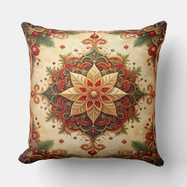 Almofada Red Green Decorative Christmas Throw Pillow (Frente)