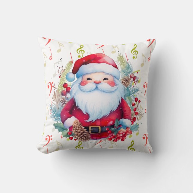 Almofada Red Green Music Notes e Papai Noel (Frente)