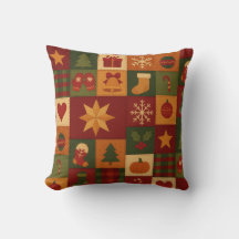 Red Green Patchwork Quilt Rustic Farmhouse