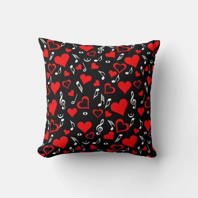 Almofada Red Hearts and Music Notes (Frente)