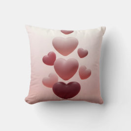 Almofada red hearts on pastel pink backdrop, valentine