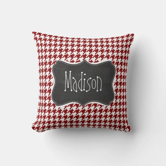 Almofada Red Houndstooth Escuro; Quadro de Quadrinhos Vinta (Frente)