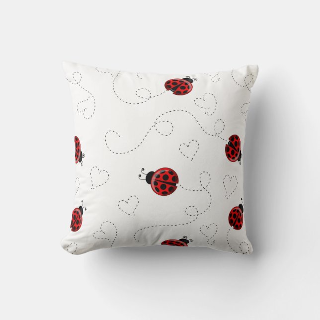 Almofada Red Ladybug Beetle Insect Lover Black Hearts (Frente)
