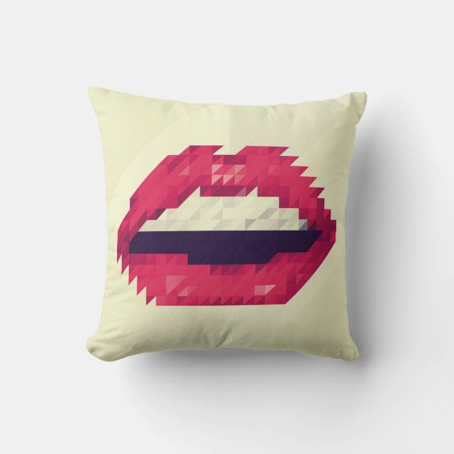 Almofada Red lips made of small triangles, pixelshipster,pi (Frente)