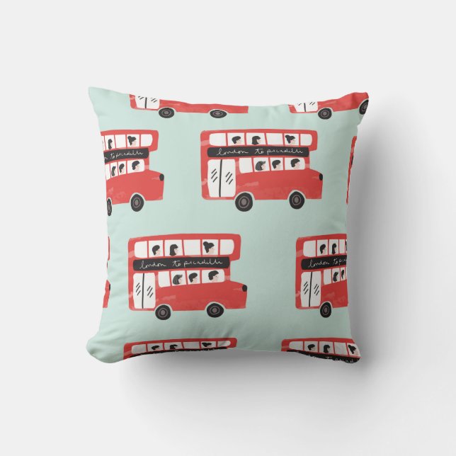 Almofada Red London Double Decker Bus Vint (Frente)