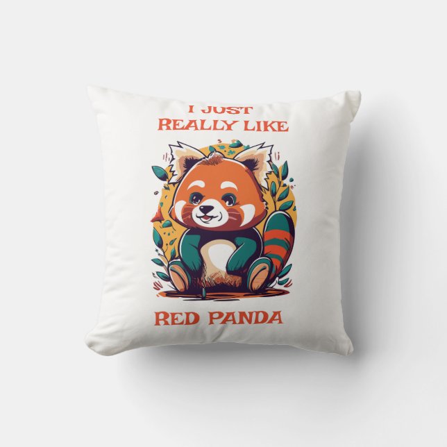 Almofada Red Panda, Eu Gosto Muito De Panda Vermelha (Frente)