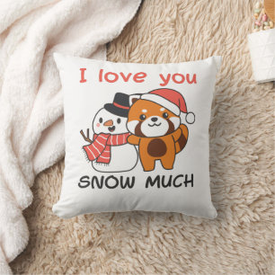 Almofada Red Panda I Love You Snow Muita Neve Pun