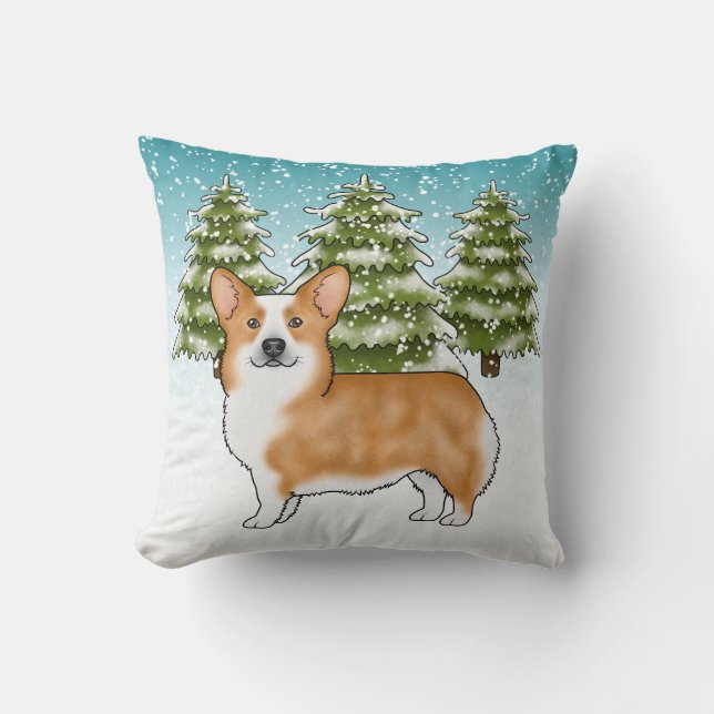 Almofada Red Pembroke Welsh Corgi Azul Natal (Frente)