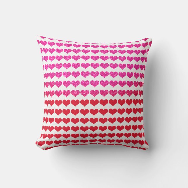 Almofada Red Pink Hearts Rosa Dourado Pattern Ombre 2022 (Frente)