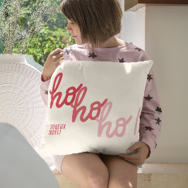 Almofada Red Pink Hohoho Joyeux Noel Typography Funny