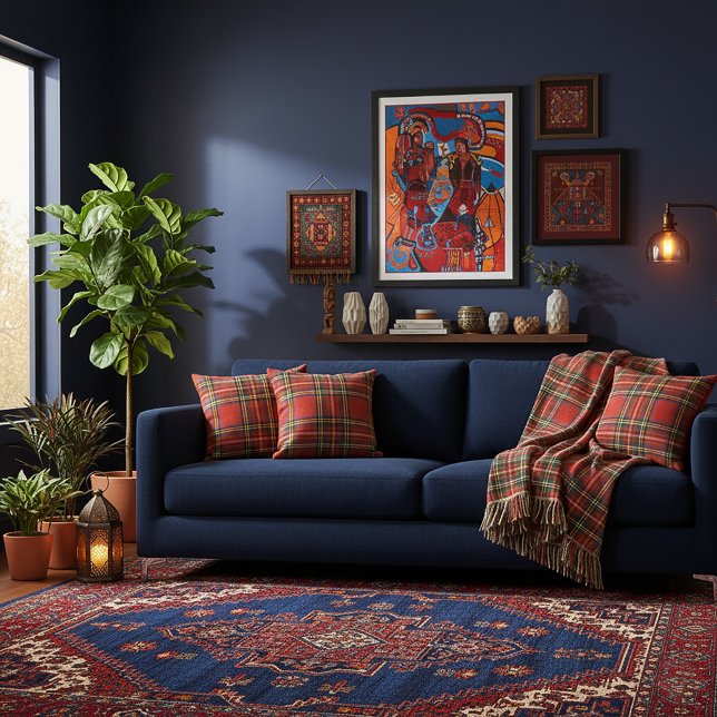 Almofada Red Plaid Pillows - Indoor or Outdoor  (Criador carregado)