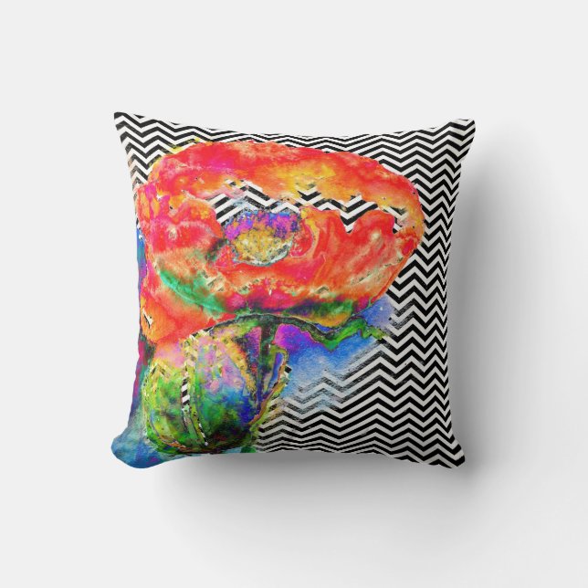 Almofada Red Poppy - Chevron (Frente)