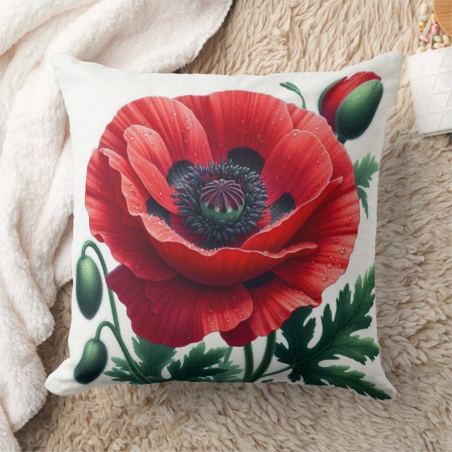 Almofada Red Poppy Floral (Cobertor)