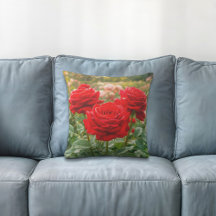 Red Roses Throw Pillow