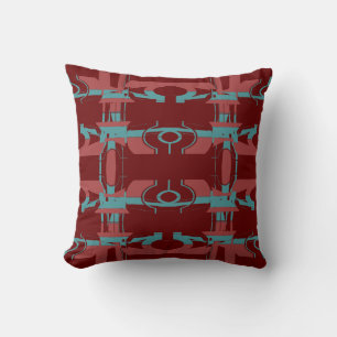 Almofada Red Teal Blue Burgundy Mediterrânica Simétrica