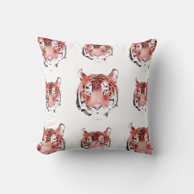 Almofada Red Tiger Watercolor Zodiac Animal (Frente)