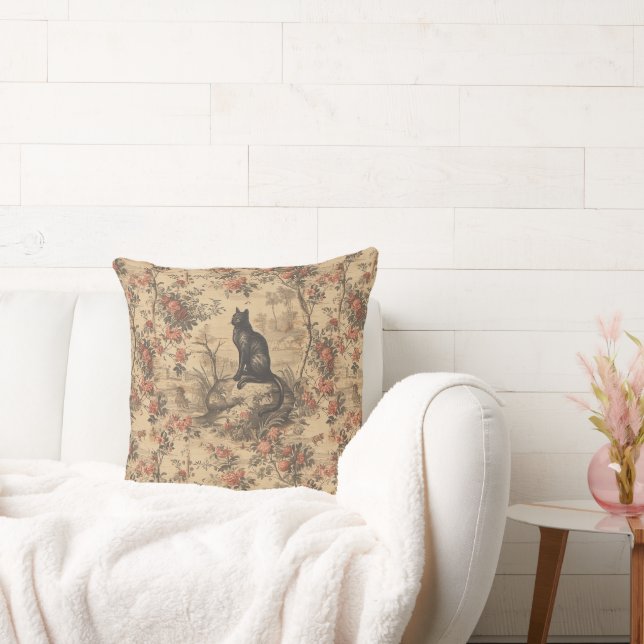 Almofada Red Toile Chinoiserie Cat Damask (Sofá)