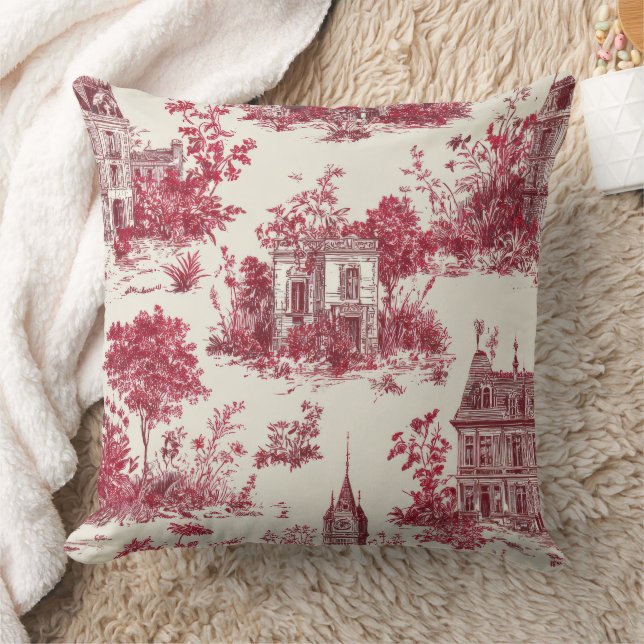 Almofada Red Toile Countryside Scene (4) (Cobertor)