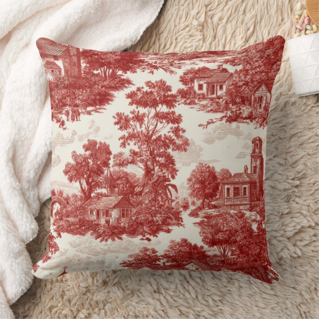 Almofada Red Toile Countryside Scene (8) (Cobertor)