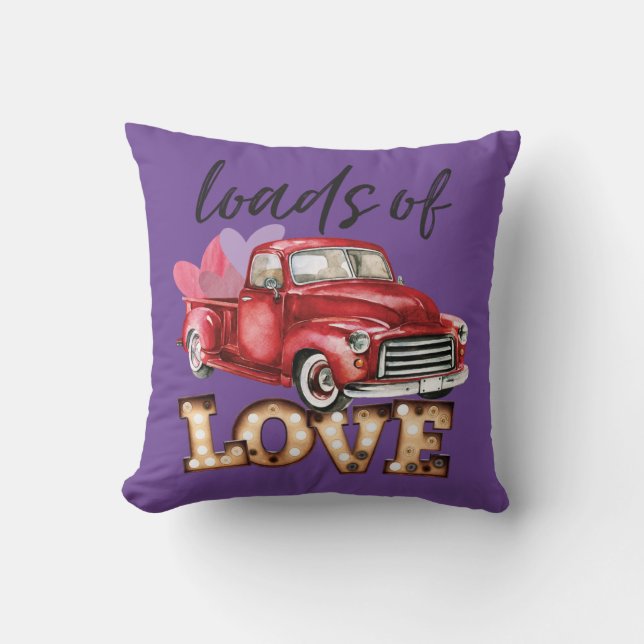 Almofada Red Truck Loads of love Home Decor (Frente)