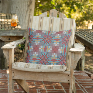 Almofada Red Turquoise Teal Blue Mostarda Castanho Arte Tri