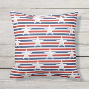 Almofada Red White Blue Patriotic Stars Stripes bandeira do