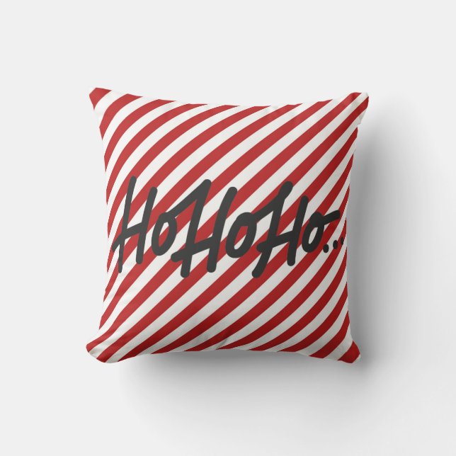 Almofada Red White Diagonal Strike Natal Holiday HO HO (Frente)