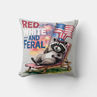 Almofada Red White E Feral Raccoon
