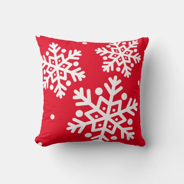 Almofada Red White Snowflake Modern Classic (Frente)