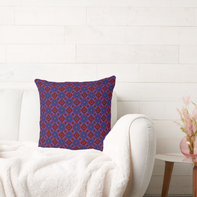 Almofada Red with Blue Stars Throw Pillow (Sofá)