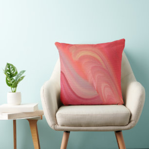 Almofada Redemoinhos Abstratos Fluídos em Vermelho, Rosa e 