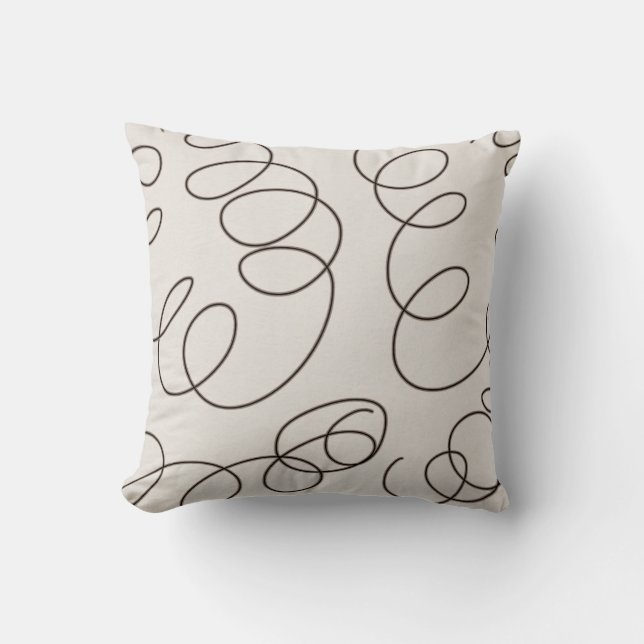 Almofada redemoinhos decorativos marrons macios do doodle (Frente)