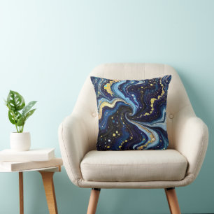 Almofada Redemoinhos Vibrantes de Azul e Dourado 3