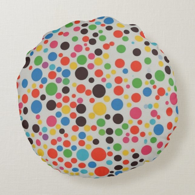 ALMOFADA REDONDA カラフルな水玉模様：可愛らしさと快適さのクッション (Verso)