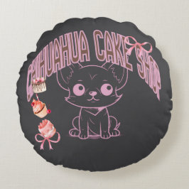 ALMOFADA REDONDA チワワのケーキ屋さん、子犬、犬好き、スイーツ、ケーキが好きな人の