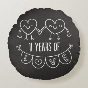 Almofada Redonda 11 Anniversário Gift Chalk Hearts