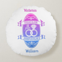 Almofada Redonda 18 anos de casamento tradicionais da Porcelana