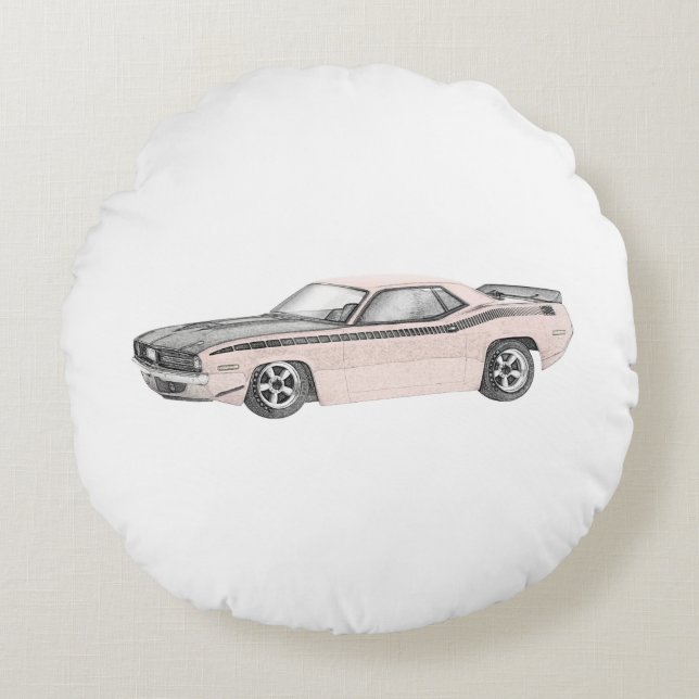 Almofada Redonda 1970 Plymouth Barracuda (Frente)
