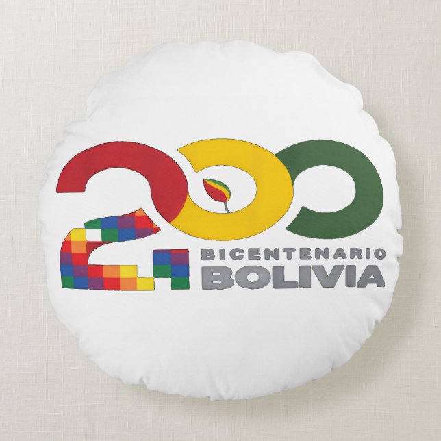 Almofada Redonda 200 años bicentenario de Bolivia (Frente)