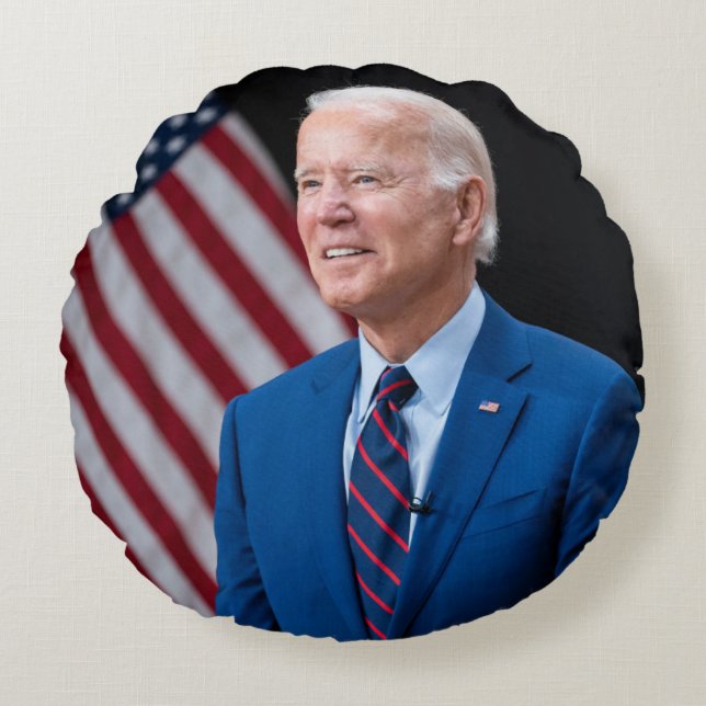 Almofada Redonda 2021 Joe Biden Presidente dos EUA Retrato (Frente)