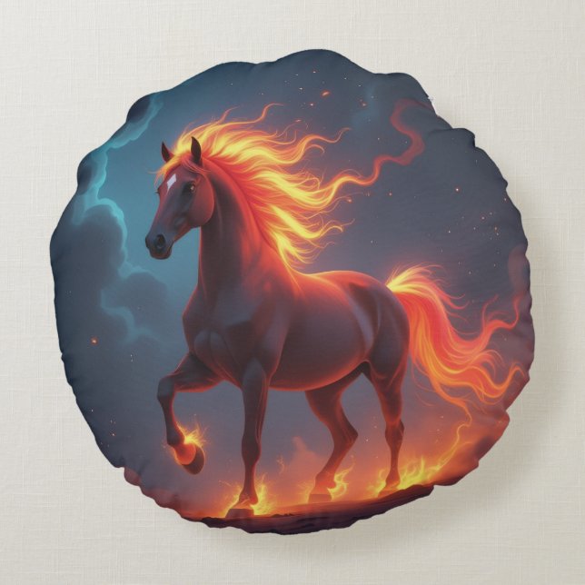 Almofada Redonda „2026 – Das Jahr des Feuerpferds“ (Verso)