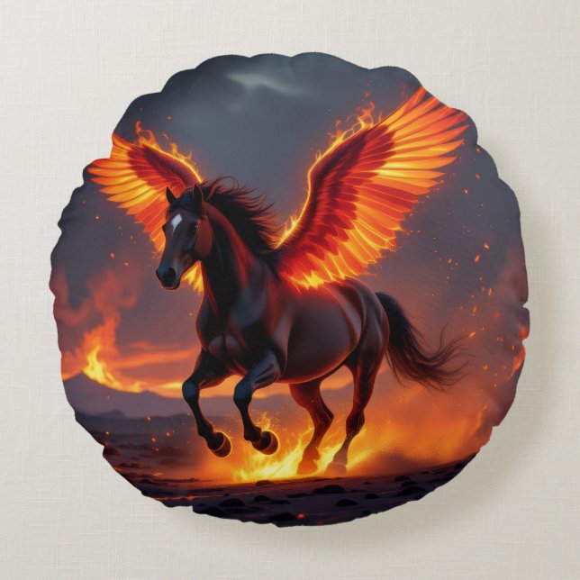 Almofada Redonda „2026 – Das Jahr des Feuerpferds“ (Frente)