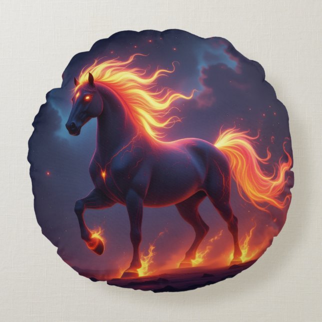 Almofada Redonda „2026 – Das Jahr des Feuerpferds“ (Frente)