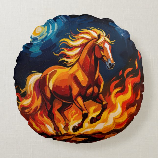 Almofada Redonda „2026 – Das Jahr des Feuerpferds“ (Frente)