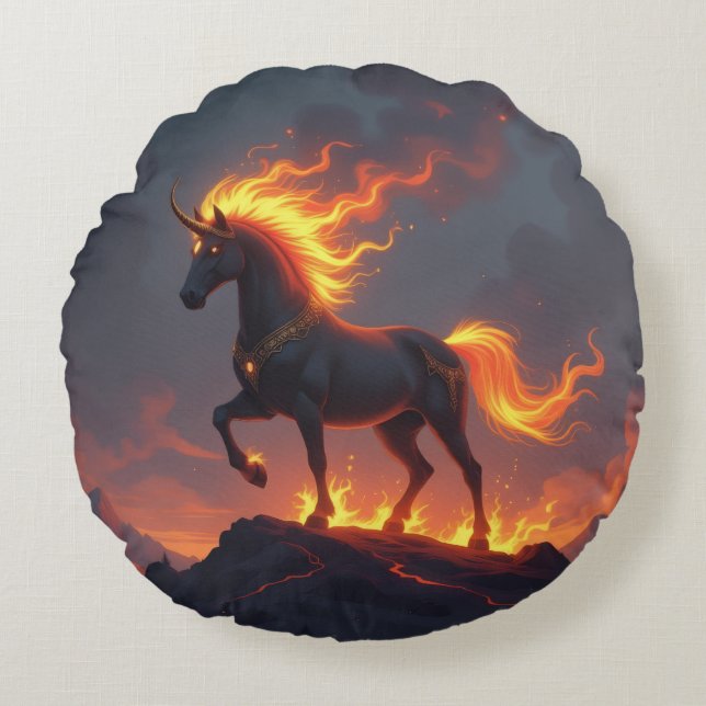 Almofada Redonda „2026 – Das Jahr des Feuerpferds“ (Frente)