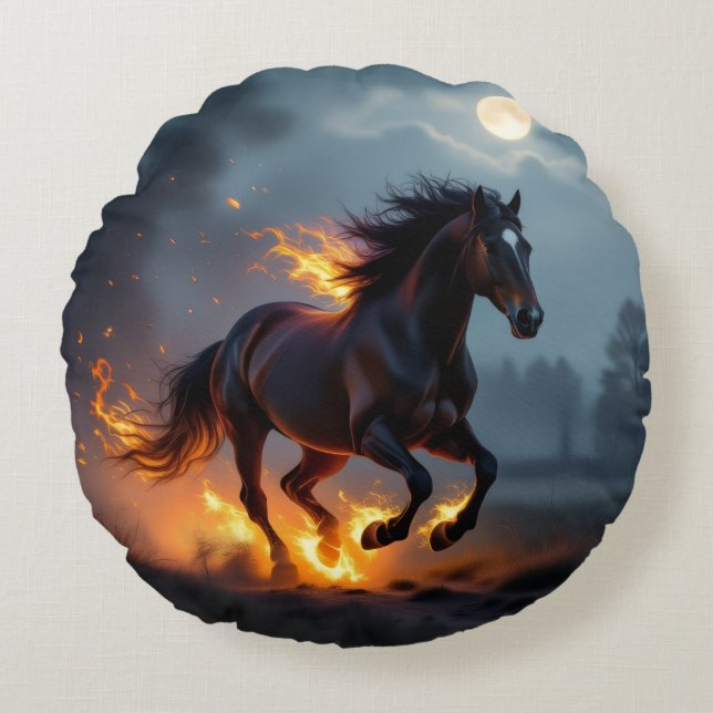 Almofada Redonda „2026 – Das Jahr des Feuerpferds“ (Frente)