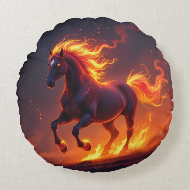 Almofada Redonda „2026 – Das Jahr des Feuerpferds“ (Frente)