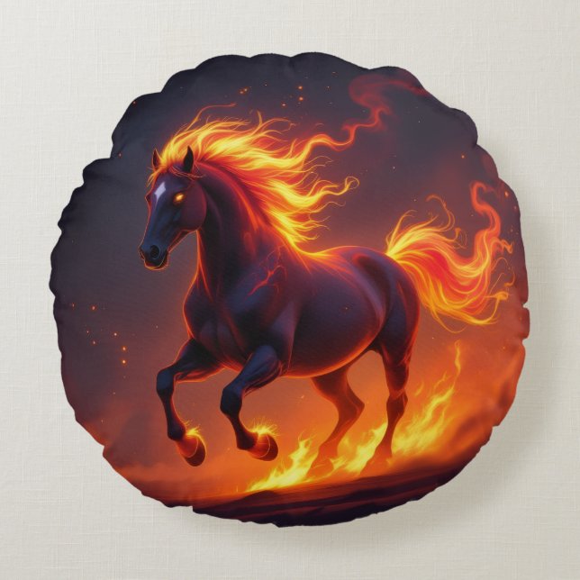 Almofada Redonda „2026 – Das Jahr des Feuerpferds“ (Frente)