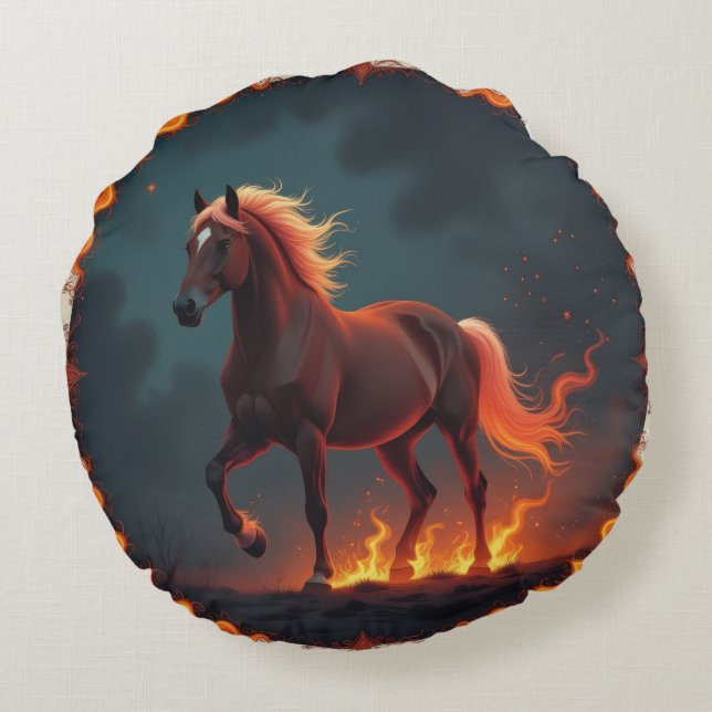 Almofada Redonda „2026 – Das Jahr des Feuerpferds“8 (Verso)