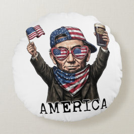 Almofada Redonda 250 Anos de Aniversário da América 1776 Lincoln Ab